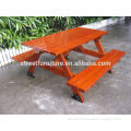 Factory sale 1500mm length wooden 2 seat bench with table,wooden bench table set
